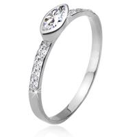 Cyrkoniowy pierścionek, kamyczkowe ramiona, kamyczek w kształcie elipsy, srebro 925 - Rozmiar : 56