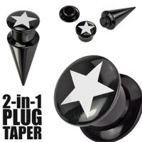 Czarny plug i taper STAR - Szerokość: 3 mm