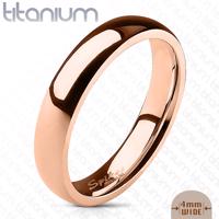 Gładki pierścionek z tytanu w kolorze różowego złota, lśniąca powierzchnia, 4 mm - Rozmiar : 50