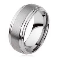 Gładki wolframowy pierścionek, lekko wypukły, matowa powierzchnia, srebrny kolor - Rozmiar : 57