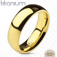 Lśniąca obrączka z tytanu złotego koloru o gładkiej wypukłej powierzchni, 6 mm - Rozmiar : 49