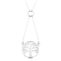 Naszyjnik ze srebra 925, łańcuszek i zawieszka - lśniące drzewo życia w kółku