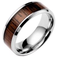 Pierścień Wooden - Srebrny/Ciemnobrązowy/67mm KP17179
