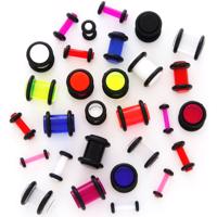 Plug do ucha UV przeźroczysty z gumkami - Szerokość: 1,5 mm, Kolor kolczyka: Biały