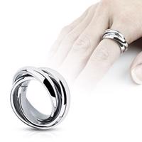 Potrójny pierścionek - stal o wysokim połysku - Rozmiar : 49