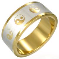Pozłacany pierścionek Yin-Yang - Rozmiar : 74