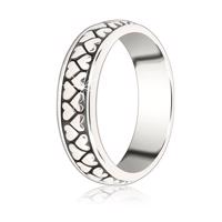 Srebrny pierścień 925 - dwa rzędy odwróconych serduszek z patyną - Rozmiar : 50