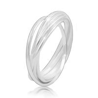 Srebrny pierścionek 925 - połączone ze sobą cienkie pierścienie, błyszcząca gładka powierzchnia - Rozmiar : 49