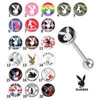 Stalowy kolczyk do języka - różne motywy Playboy - Symbol: PB14