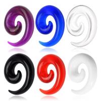 Taper z UV akrylu kolorowa spirala - Szerokość: 6,5 mm, Kolor kolczyka: Czarny