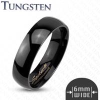 Tungsten gładki czarny pierścionek, 6 mm - Rozmiar : 59
