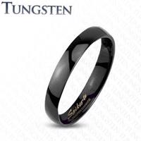 Tungsten gładki czarny pierścionek, wysoki połysk, 2 mm - Rozmiar : 50