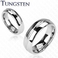 Tungsten obrączka - pierścionek z rowkiem na środku - Rozmiar : 56