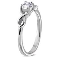 Zaręczynowy pierścionek z cyrkonią i podwójną stalową wstążką - Rozmiar : 55