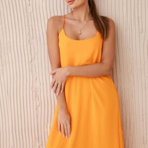Sukienka długa na ramiączka pomarańczowa