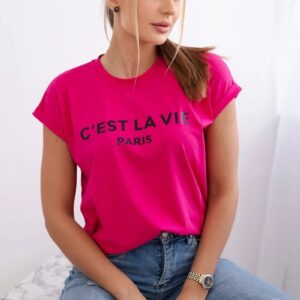 Bluzka bawełniana C'est La Vie Paris fuksja